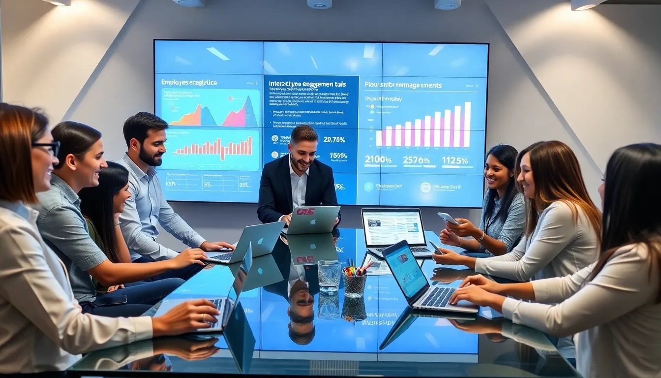 diverse team collaborating with digital tools in a contemporary office.